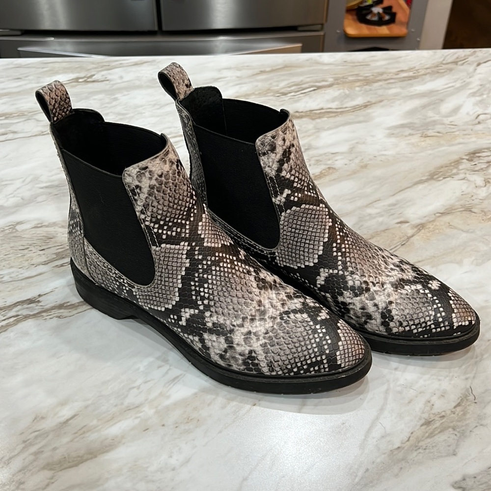 Snake print ankle booties
